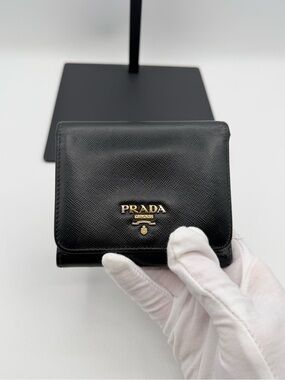 Prada Saffiano Leather Tri Fold Wallet
